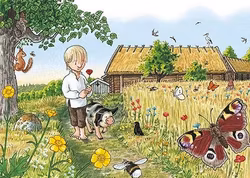 Enkelt Kort - Blomstergrisen (Fraktfritt)