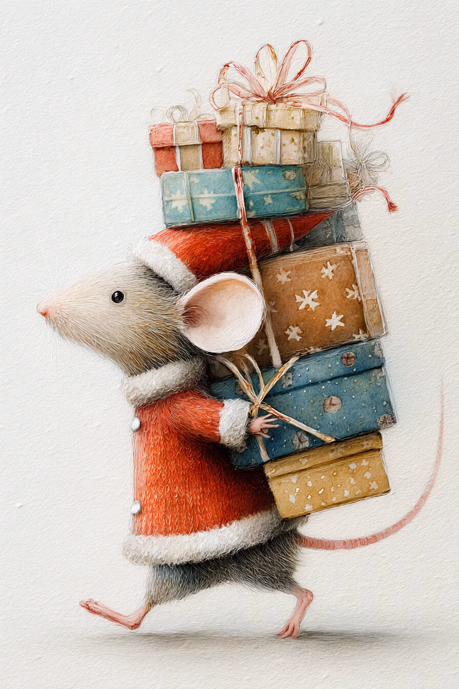 Enkelt julkort utan kuvert - Musens klappar (Fraktfritt)