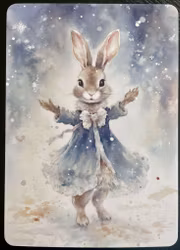 Enkelt vinterkort - Kanin i snöfall (Fraktfritt)