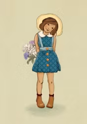 Enkelt Kort - Belle & Boo - Lilla blomsterflickan (Fraktfritt)