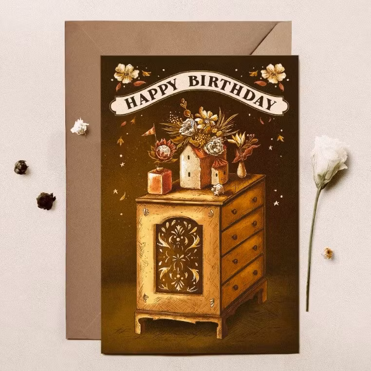 Enkelt kort med kuvert - Blomsterrummet (Fraktfritt)