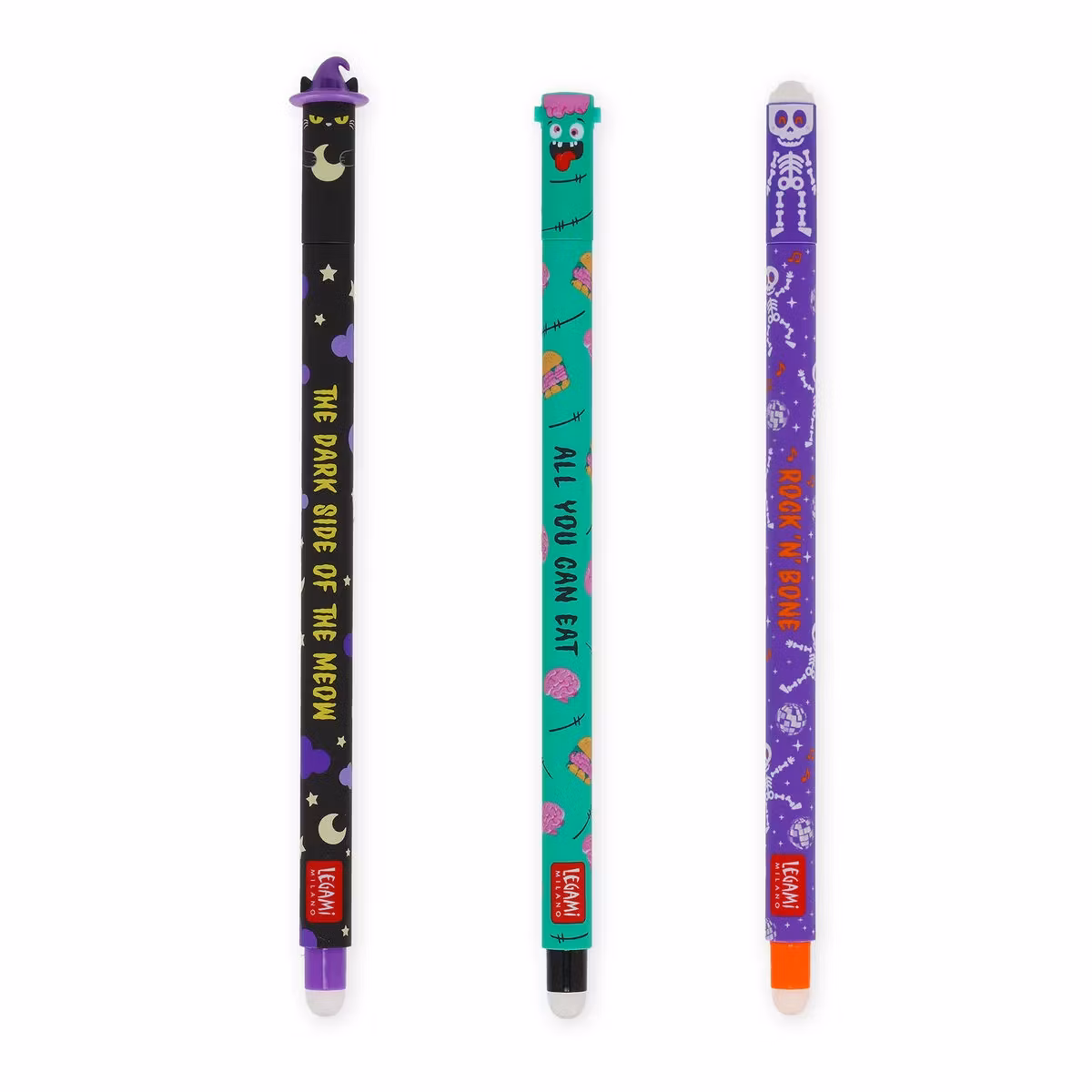 Tre gelépennor med suddbart bläck - The Boo Crew