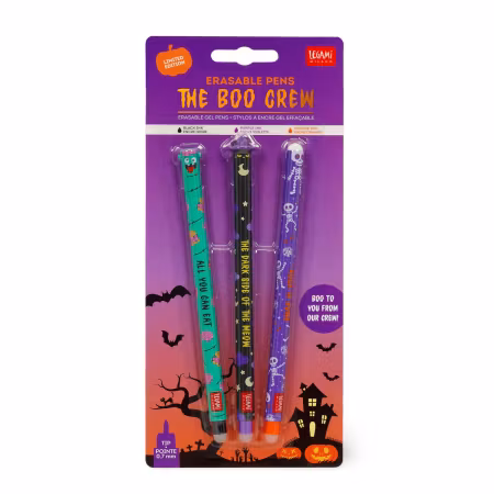 Tre gelépennor med suddbart bläck - The Boo Crew