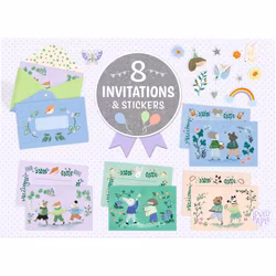 Inbjudningskort - Djurorkestern (8 st kort med kuvert)