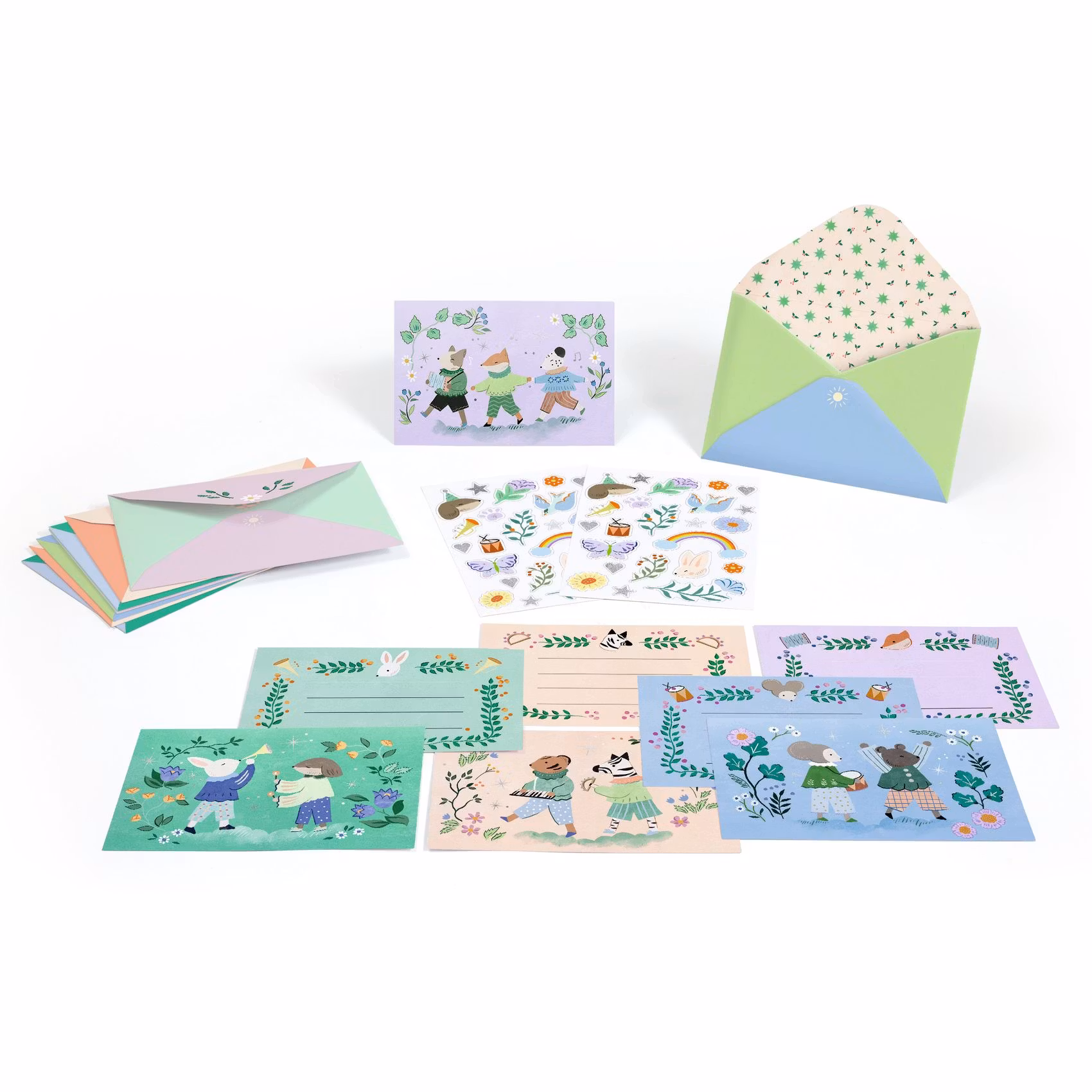 Inbjudningskort, Djur orkester - 8 st från Djeco