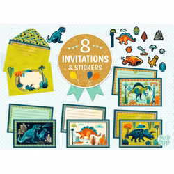 Inbjudningskort - Dinosaurier (8 st kort med kuvert)