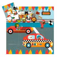 Racerbilen - Pussel med 16 bitar i rolig förpackning