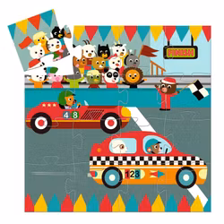Racerbilen - Pussel med 16 bitar i rolig förpackning