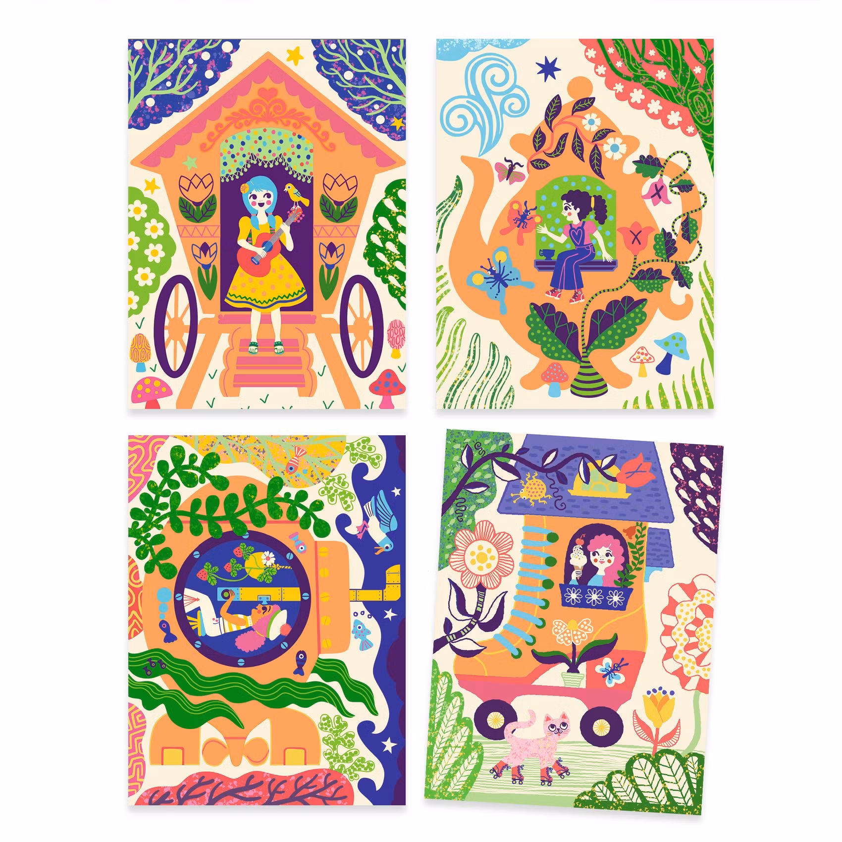 Kladdfritt pyssel - Skrapa fram motiv - Annorlunda hus