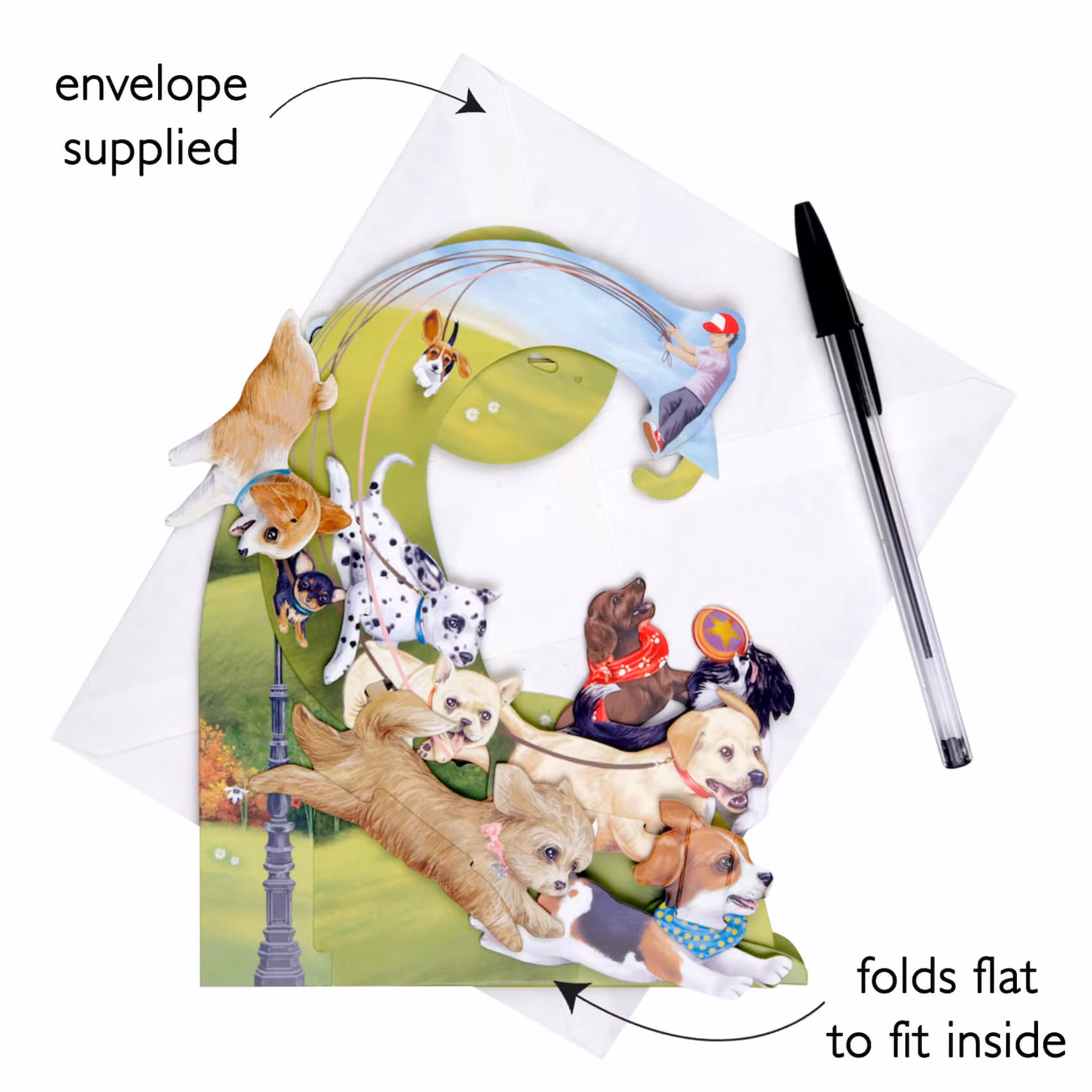 Magiskt gratulationskort - Springande valpar (Fraktfritt)