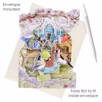 Magiskt gratulationskort - Trädgårdsfåglar (Fraktfritt)