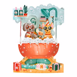 Magiskt gratulationskort - Hundbad (Fraktfritt)