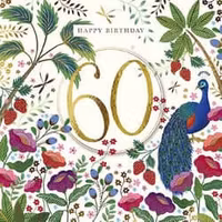 Dubbelt kort med kuvert - 60 år - Påfågeln (Fraktfritt)