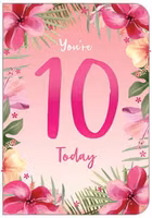 Dubbelt kort med kuvert - 10 år - Exotiskt (Fraktfritt)