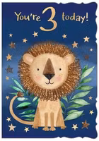 Dubbelt kort med kuvert - 3 år - Lejonet (Fraktfritt)