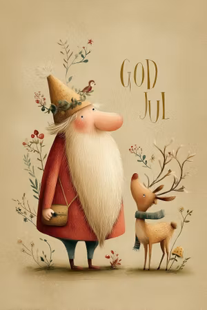 Dubbelt julkort med kuvert - Fågeln på mössan (Fraktfritt)