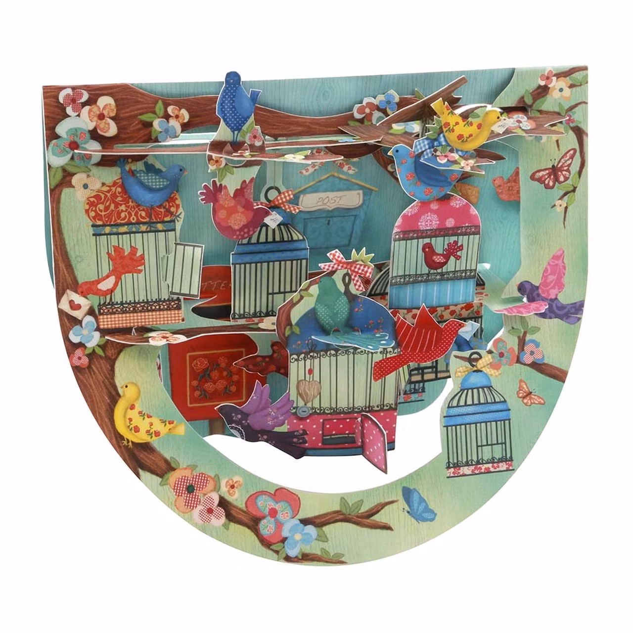 Magiskt gratulationskort - Gungande fågelburar (Fraktfritt)