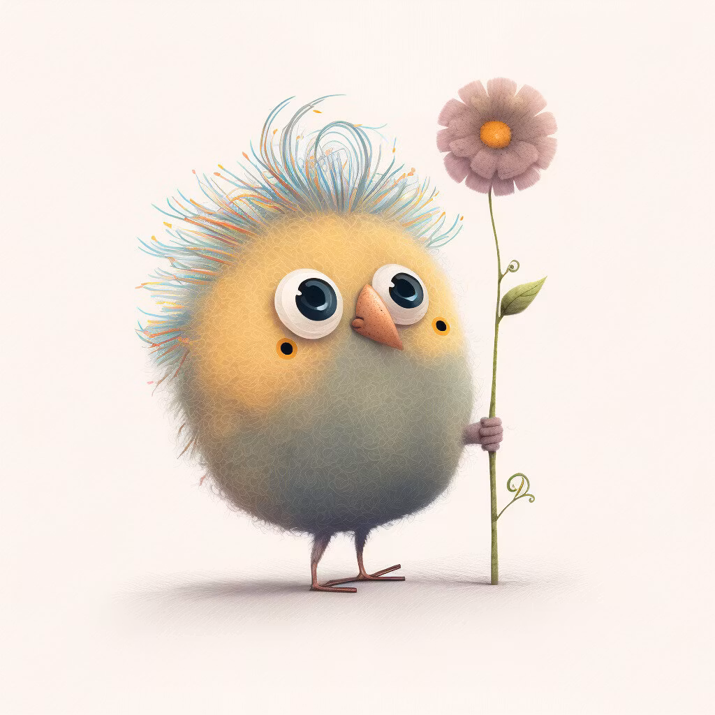 Litet kort utan kuvert - Fågeln och blomman (Fraktfritt)