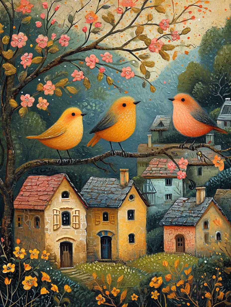 Enkelt Kort - Fåglar i byn (Fraktfritt)