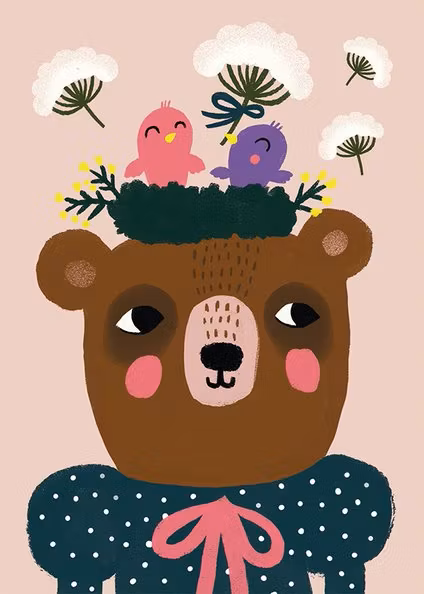 Enkelt Kort - Fåglar i mössan (Fraktfritt)