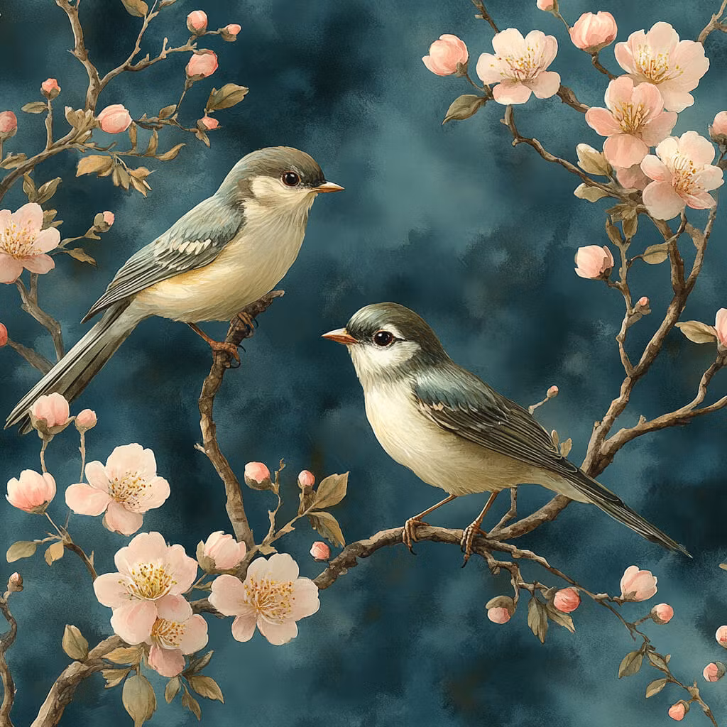 Litet kort utan kuvert - Fåglar mot blått (Fraktfritt)