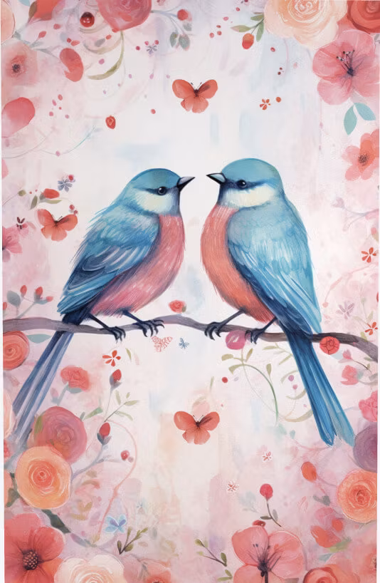 Dubbelt kort med kuvert - Fåglarna på grenen (Fraktfritt)