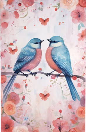 Dubbelt kort med kuvert - Fåglarna på grenen (Fraktfritt)