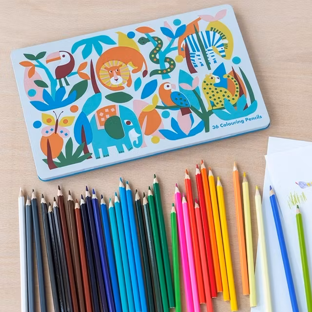 36 Pennor i plåtask - Vilda djur