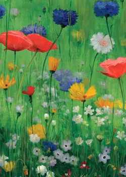 Dubbelt kort med kuvert - Vallmoängen (Fraktfritt)