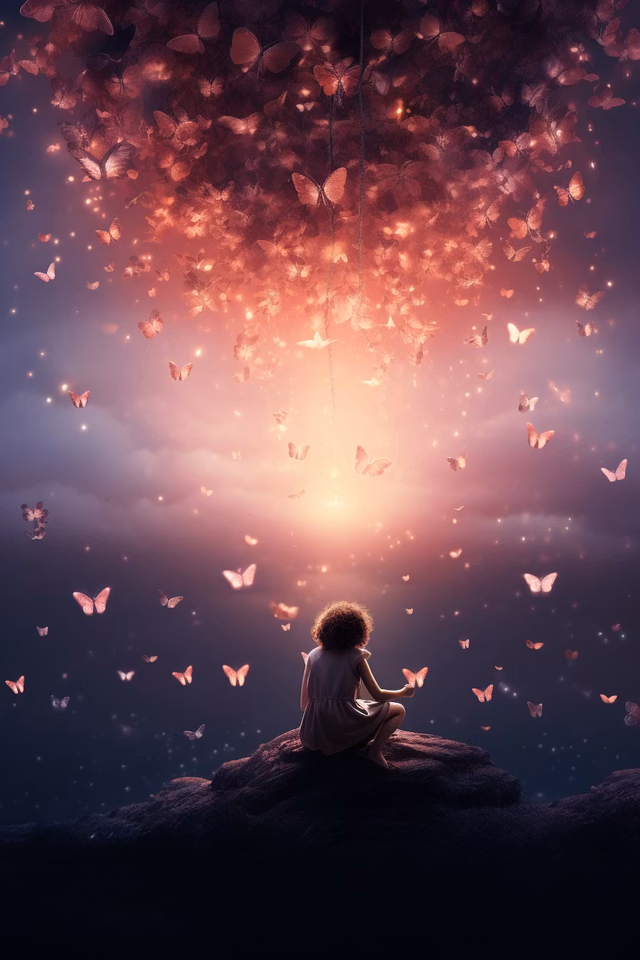 Enkelt kort - Fjärilarna och barnet (Fraktfritt)