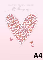 Stort dubbelt kort med kuvert - Fjärilshjärta (Fraktfritt)
