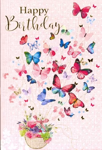 Kort med kuvert (guld) - Fjärilsgrattis (Fraktfritt)