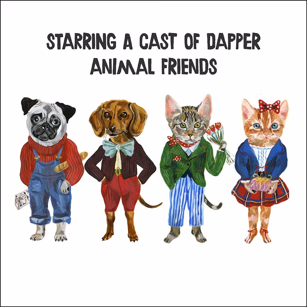 Förpackning med flera kort - Finklädda djur