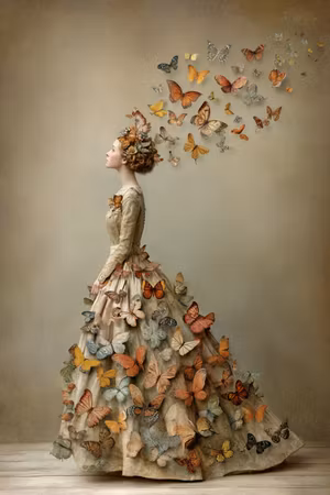 Dubbelt kort med kuvert - Flickan med fjärilsklänningen (Fraktfritt)