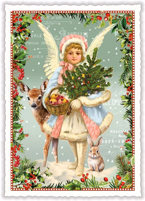 Enkelt julkort - Flickan och djuren (Fraktfritt)