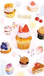 Dubbelt kort med kuvert - Födelsedagsfika (Fraktfritt)