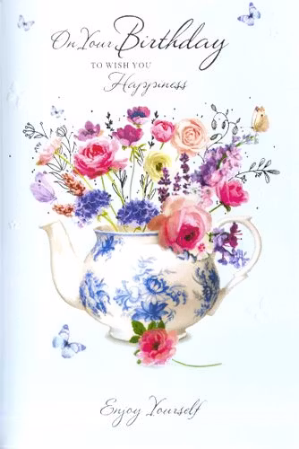 Dubbel kort med kuvert - Blommande tekanna (Fraktfritt)