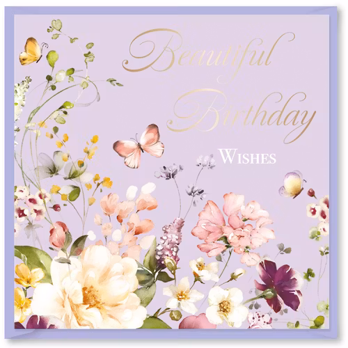 Dubbelt kort med kuvert - Födelsedagsönskningar (Fraktfritt)