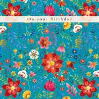 Dubbelt kort med kuvert - On your Birthday (Fraktfritt)