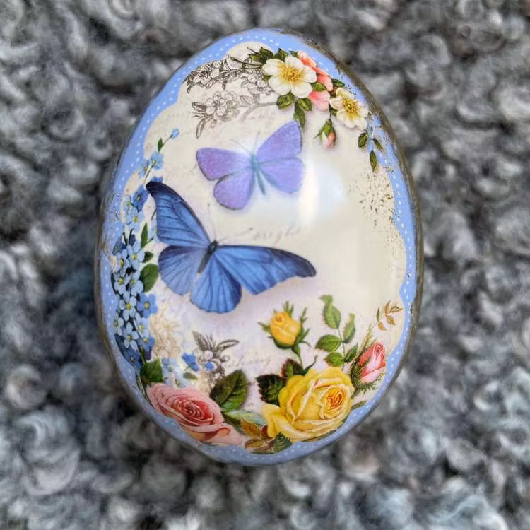 Påskägg (plåt) - Vintage - 6,5 cm (olika motiv att välja bland)