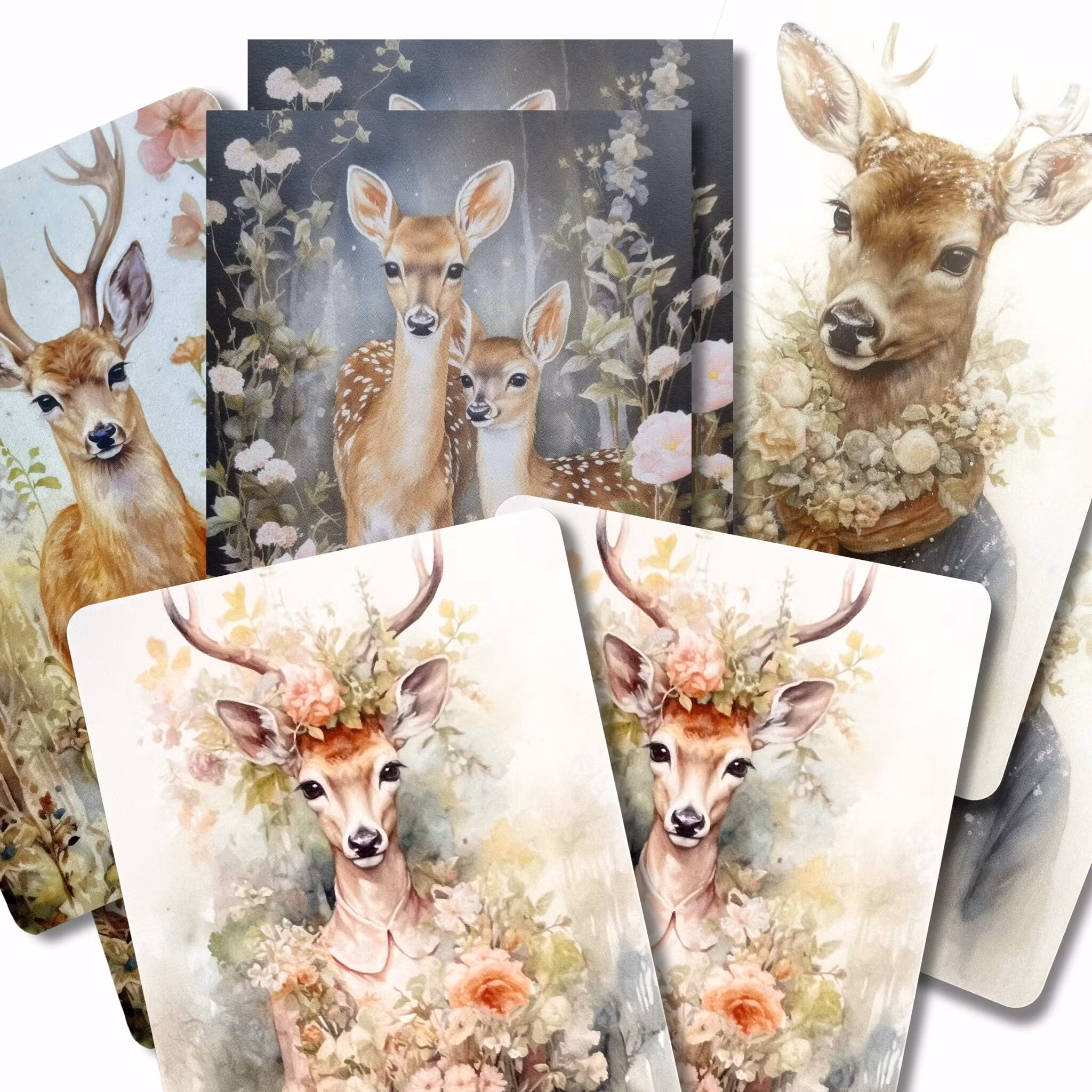 Flera enkla kort (8 stycken) - Rådjur och Hjort (Fraktfritt)