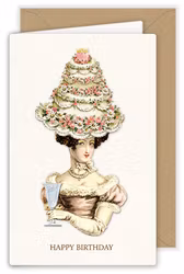 Lyxigt, mindre, dubbelt kort med kuvert - Hatt med tårta