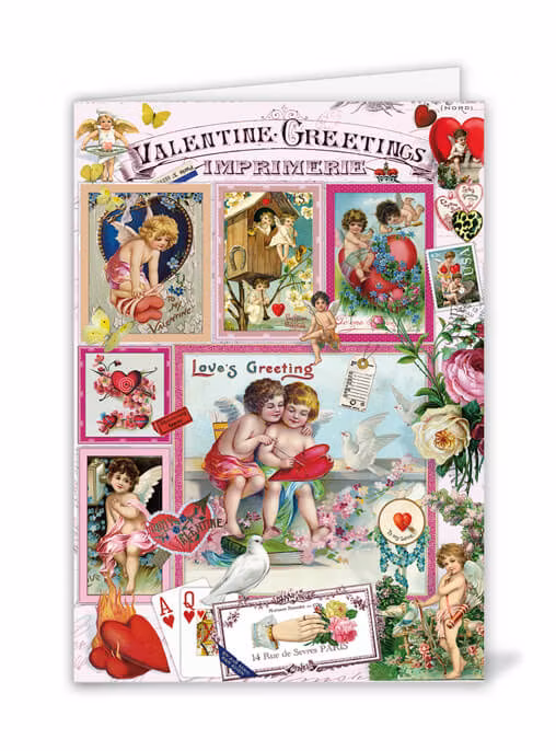 Dubbelt kort med kuvert - Alla hjärtans dag änglar (Fraktfritt)