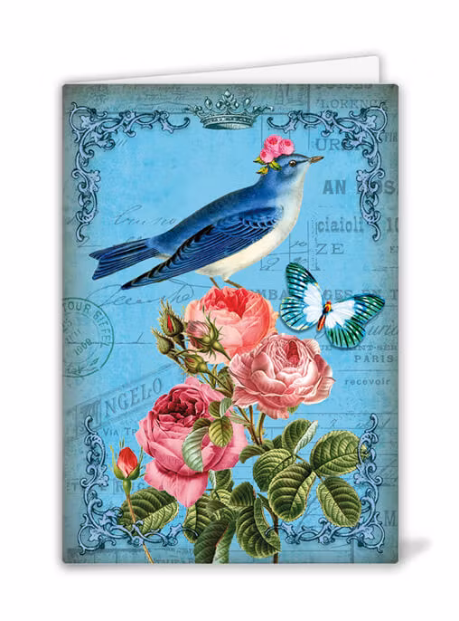 Dubbelt kort med kuvert - Rosenfågeln (Fraktfritt)