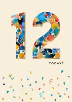 Dubbelt kort med kuvert - 12 år - Konfetti (Fraktfritt)