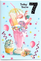 Dubbelt kort med kuvert - 7 år - Glass, glass, glass (Fraktfritt)