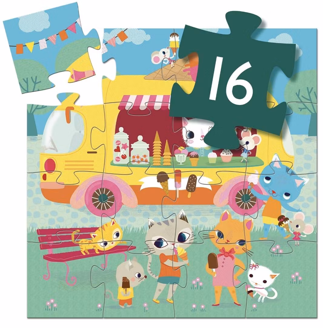 Glassbilen - Pussel (16 bitar) - Rolig förpackning