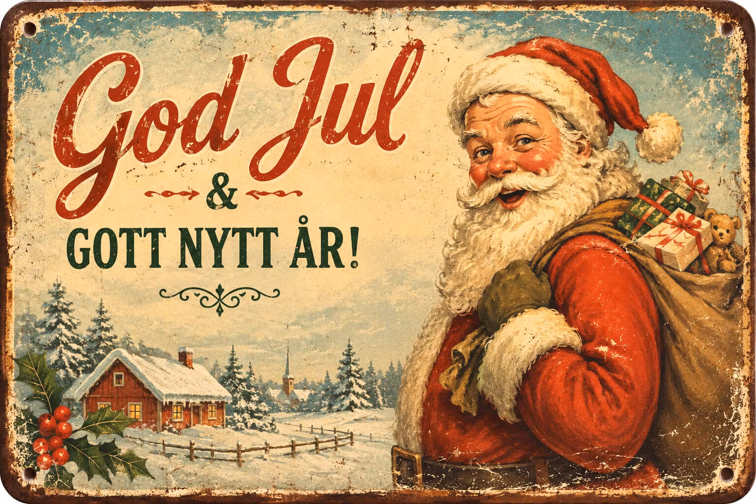 Enkelt julkort utan kuvert - Retrotomten (Fraktfritt)