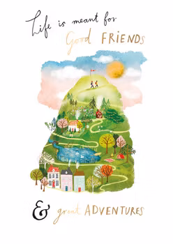 Dubbelt kort med kuvert - God vän och stora äventyr (Fraktfritt)