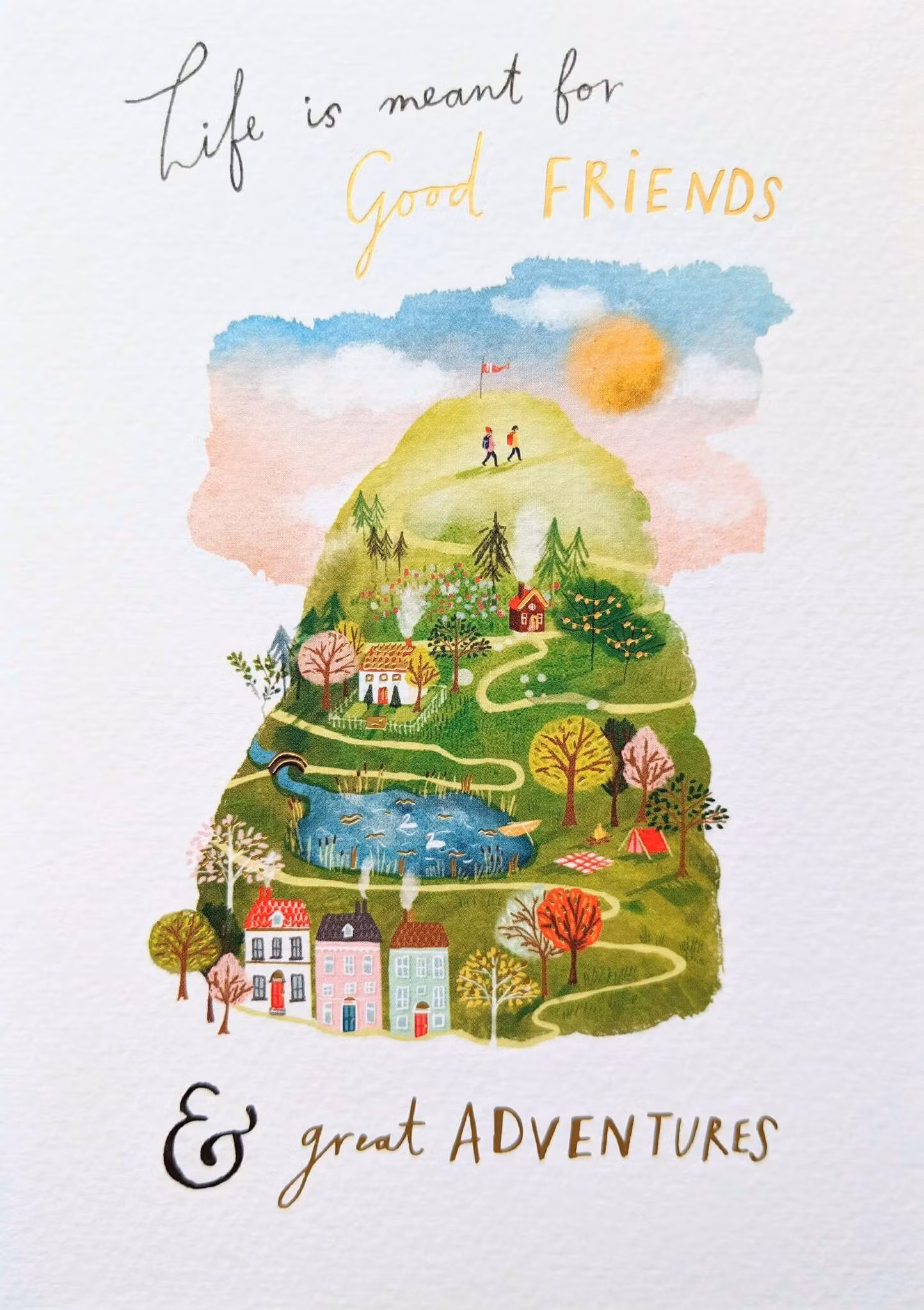 Dubbelt kort med kuvert - Goda vänner och stora äventyr (Fraktfritt)